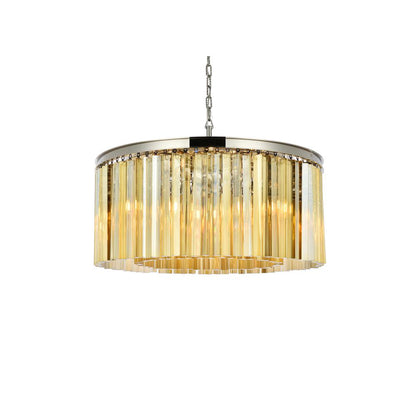 Sydney 8 light polished nickel Chandelier Golden Teak (Smoky) Royal Cut Crystal