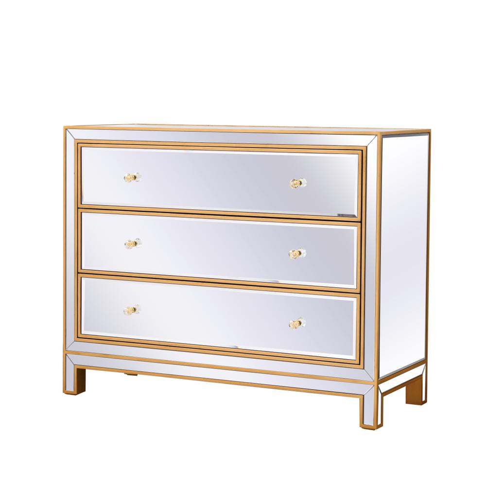 Chest 3 drawers 40in. W x 16in. D x 32in. H in gold