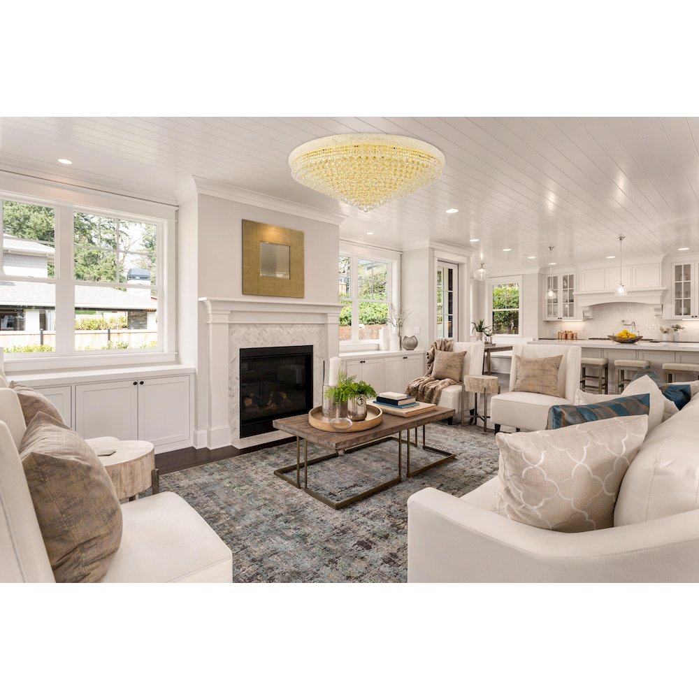 Primo 33 light Gold Flush Mount Clear Royal Cut Crystal