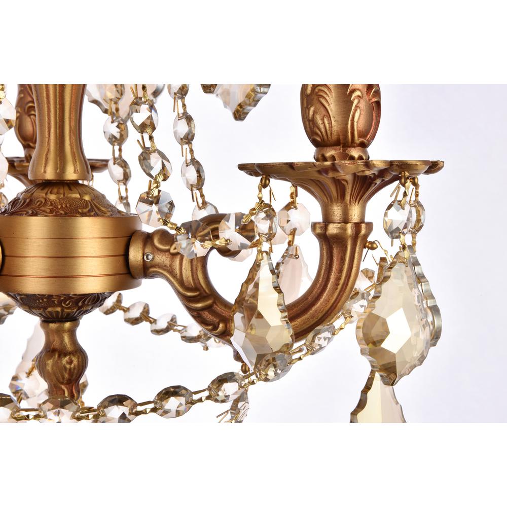 Rosalia 3 light French Gold Pendant Golden Teak (Smoky) Royal Cut Crystal