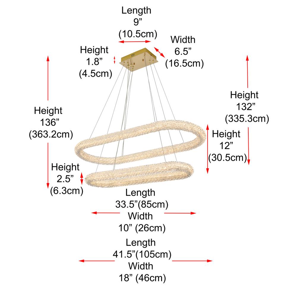 Bowen 42 inch Adjustable LED Chandelier in Satin Gold