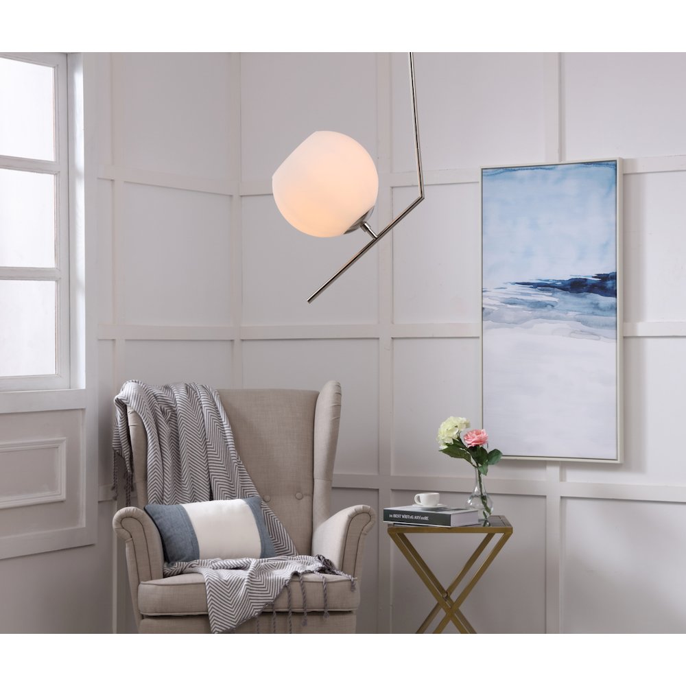 Ryland 1 Light Chrome And Frosted White Glass Pendant