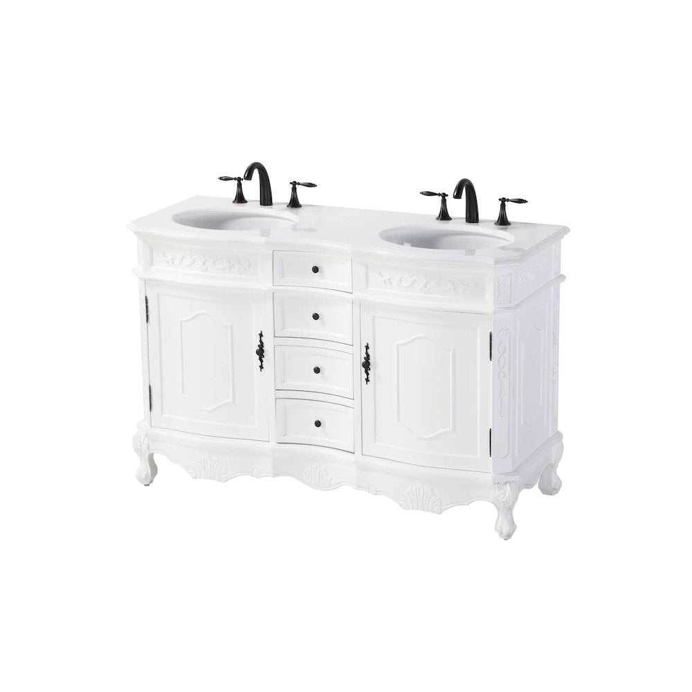 54 inch Double Bathroom Vanity in Antique white