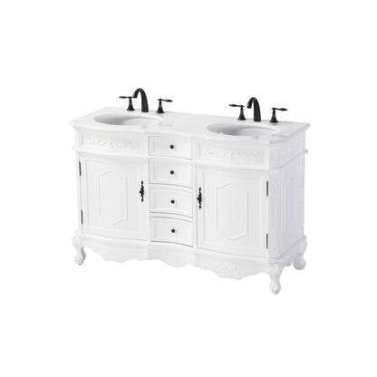54 inch Double Bathroom Vanity in Antique white