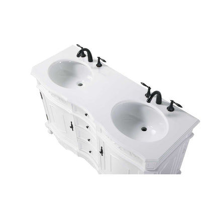 54 inch Double Bathroom Vanity in Antique white