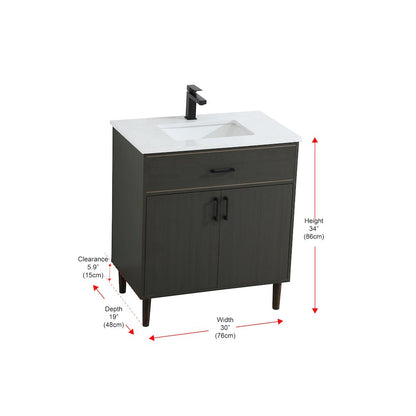 Chandler 30 Inch Single Bathroom Vanity In Mocha Brown