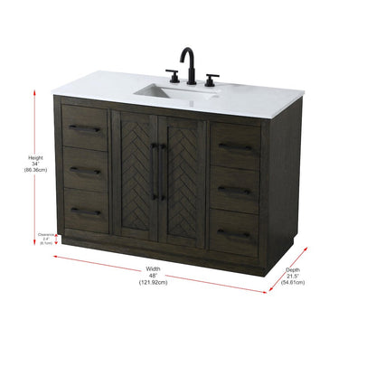 48 inch Single Bathroom Vanity in Chocolate Oak