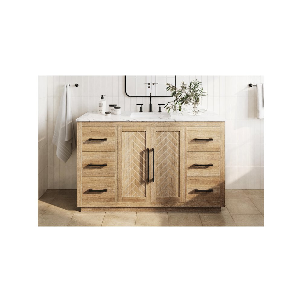 54 inch Single Bathroom Vanity in Linen Oak