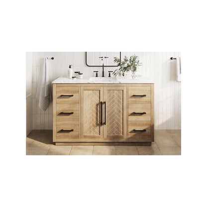 54 inch Single Bathroom Vanity in Linen Oak