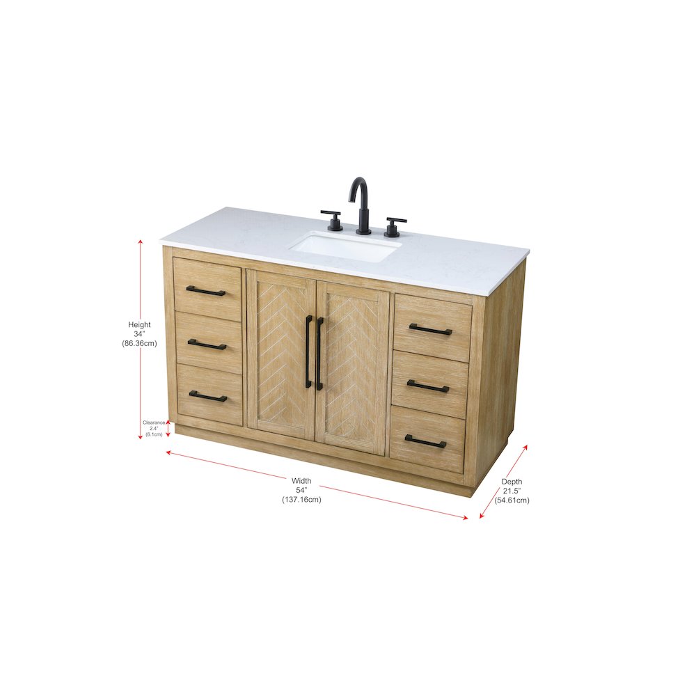 54 inch Single Bathroom Vanity in Linen Oak