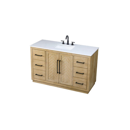 54 inch Single Bathroom Vanity in Linen Oak
