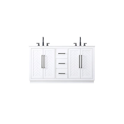 60 inch Double Bathroom Vanity in White