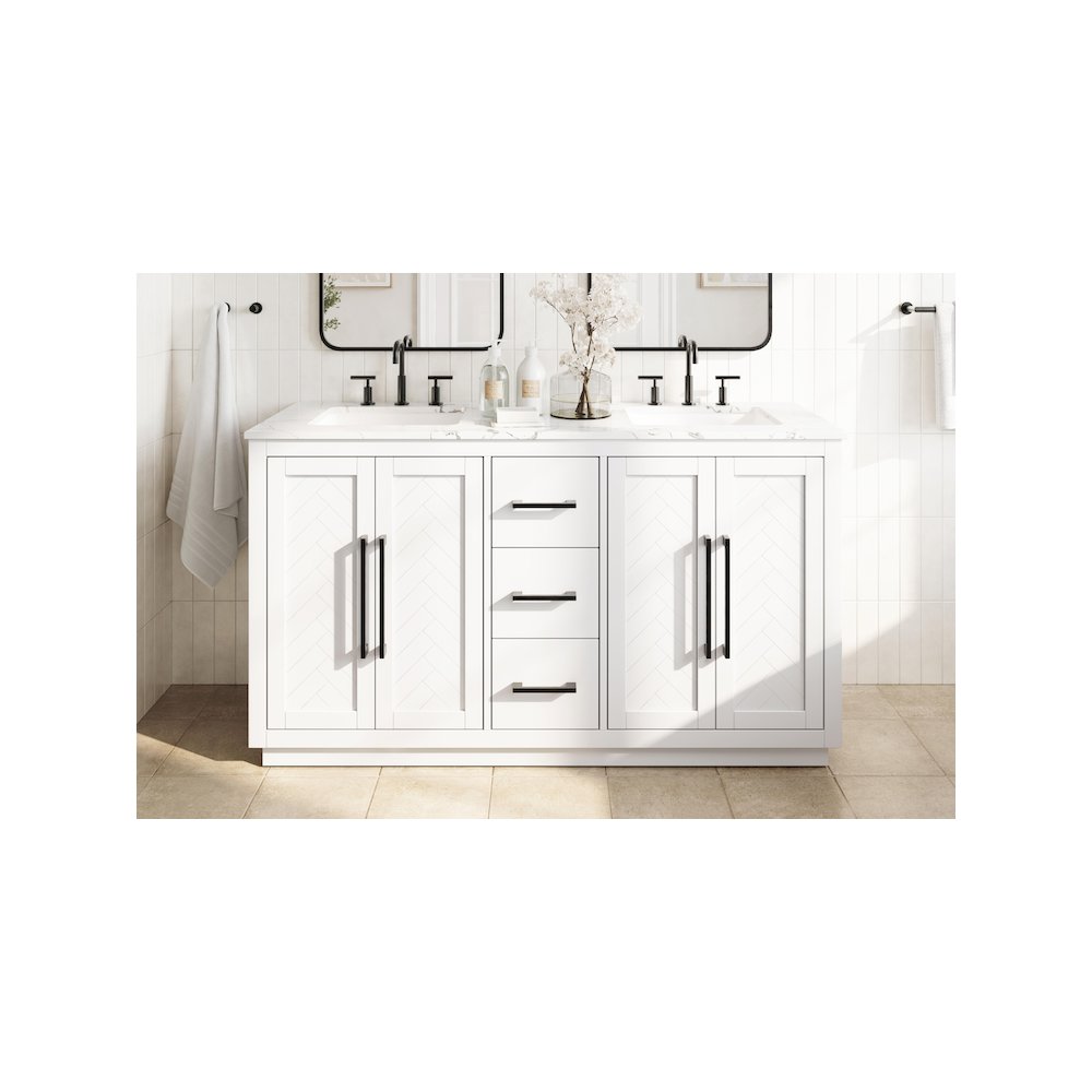 60 inch Double Bathroom Vanity in White