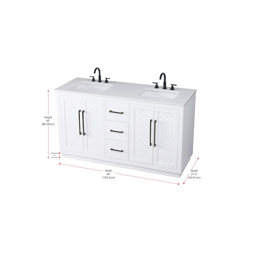 60 inch Double Bathroom Vanity in White