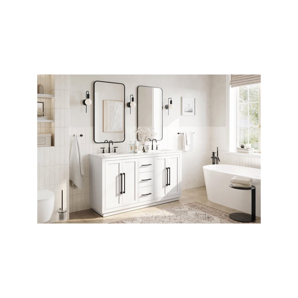 60 inch Double Bathroom Vanity in White
