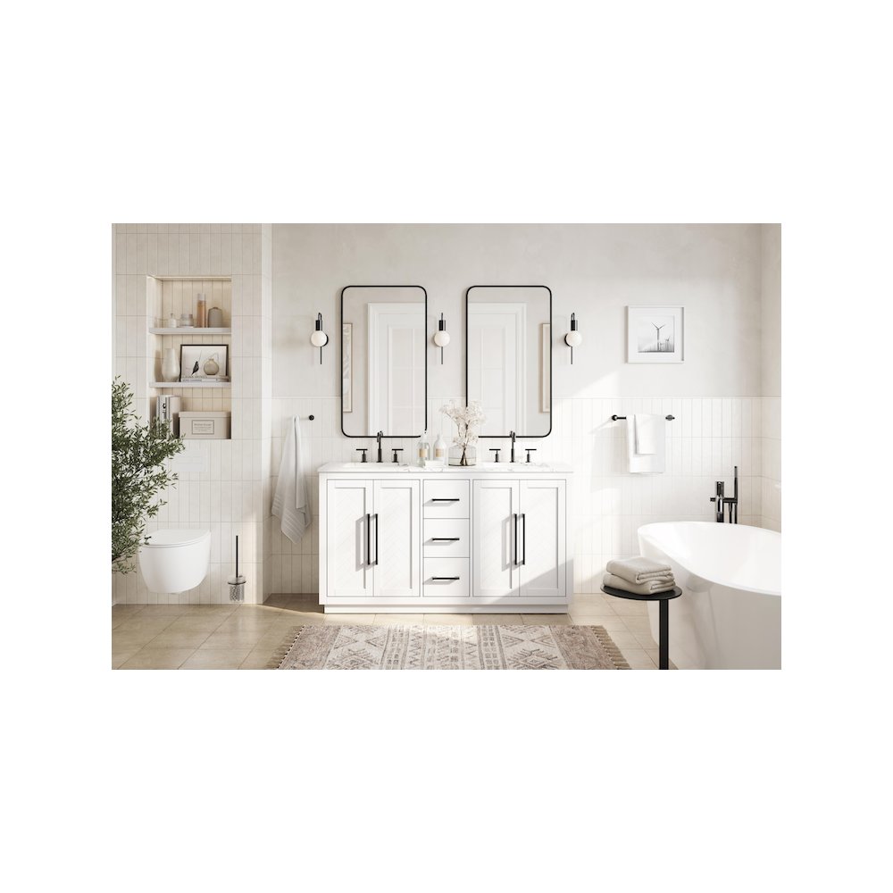 60 inch Double Bathroom Vanity in White