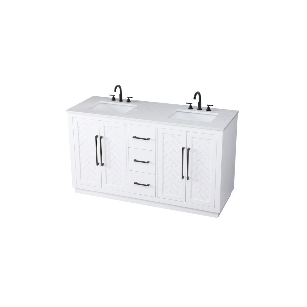 60 inch Double Bathroom Vanity in White
