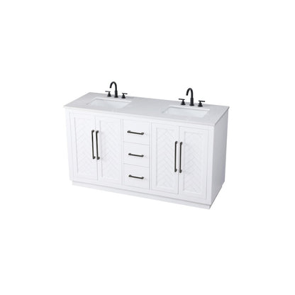 60 inch Double Bathroom Vanity in White