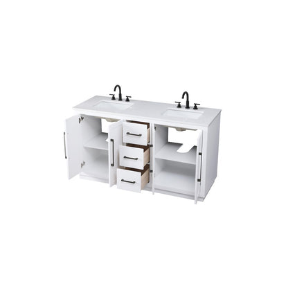 60 inch Double Bathroom Vanity in White