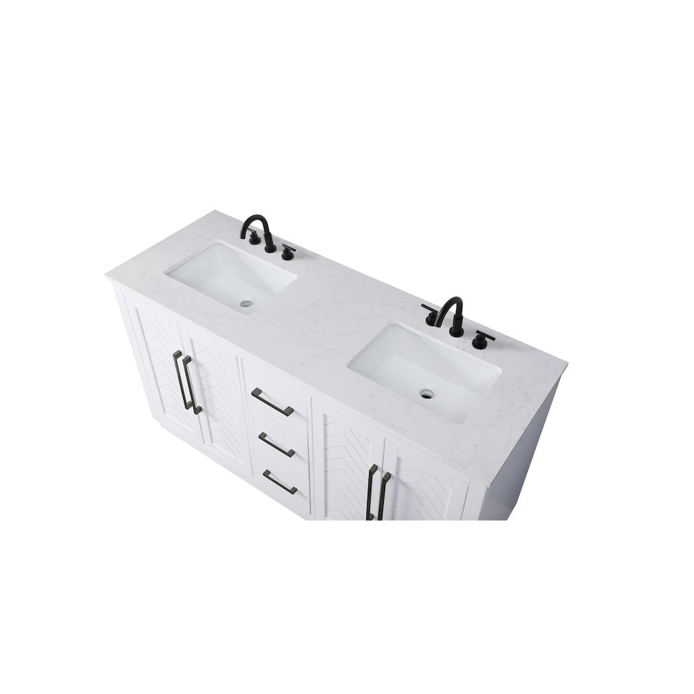60 inch Double Bathroom Vanity in White