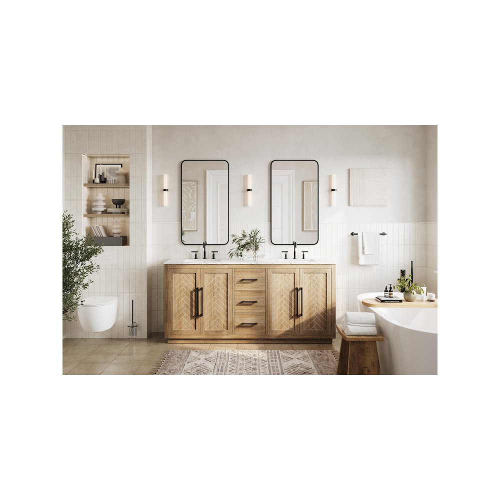 72 inch Double Bathroom Vanity in Linen Oak