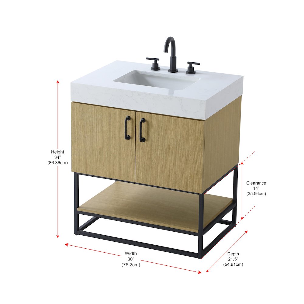30 inch Single Bathroom Vanity in  Honey Brown