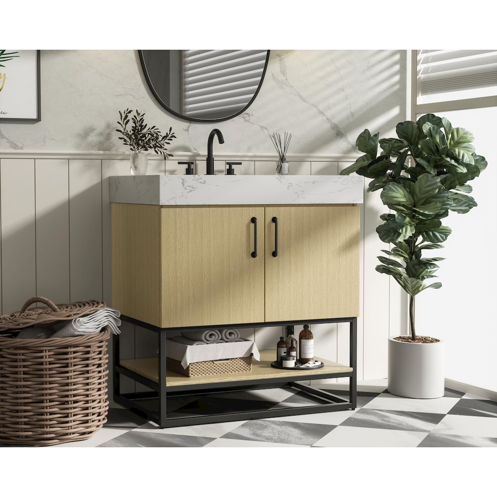 30 inch Single Bathroom Vanity in  Honey Brown