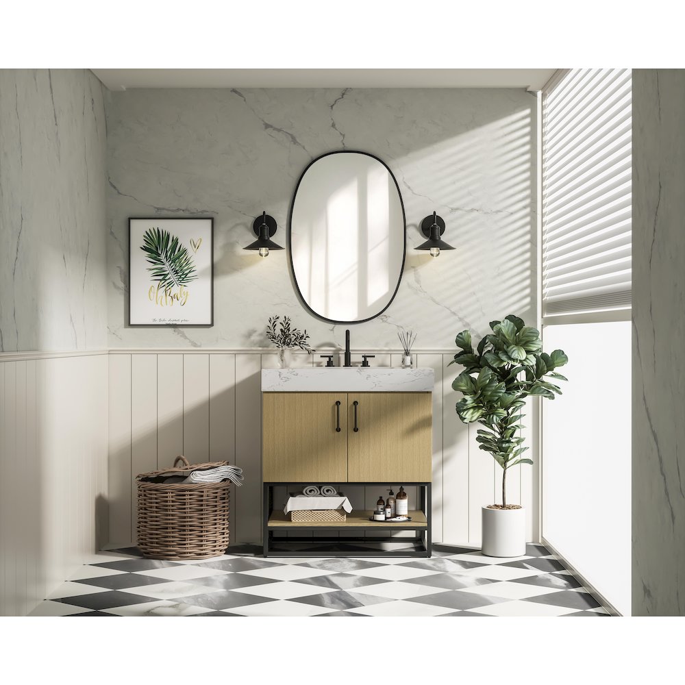 30 inch Single Bathroom Vanity in  Honey Brown