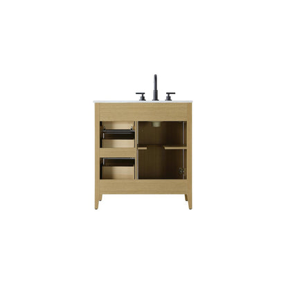 32 Inch Single Bathroom Vanity In  Honey Brown