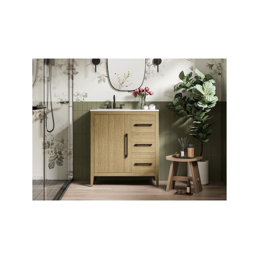 32 Inch Single Bathroom Vanity In  Honey Brown