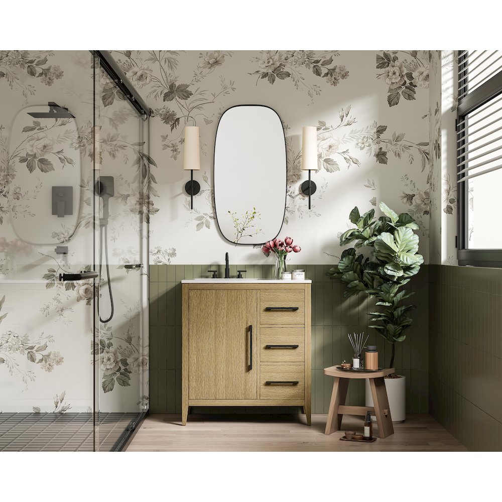 32 Inch Single Bathroom Vanity In  Honey Brown