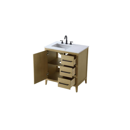 32 Inch Single Bathroom Vanity In  Honey Brown