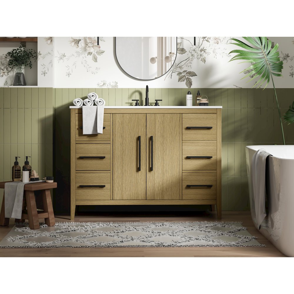 48 Inch Single Bathroom Vanity In  Honey Brown