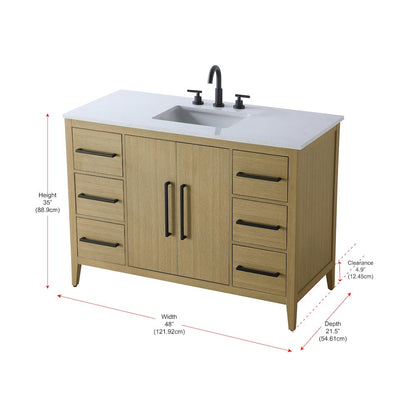 48 Inch Single Bathroom Vanity In  Honey Brown
