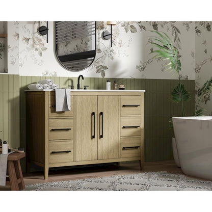 48 Inch Single Bathroom Vanity In  Honey Brown