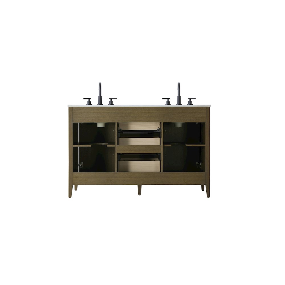 54 Inch Double Bathroom Vanity In Chestnut Brown