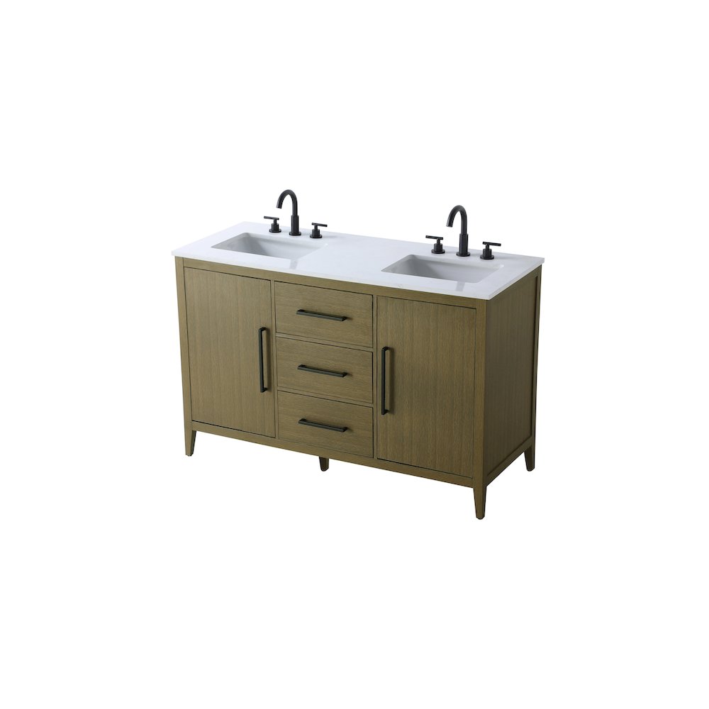 54 Inch Double Bathroom Vanity In Chestnut Brown
