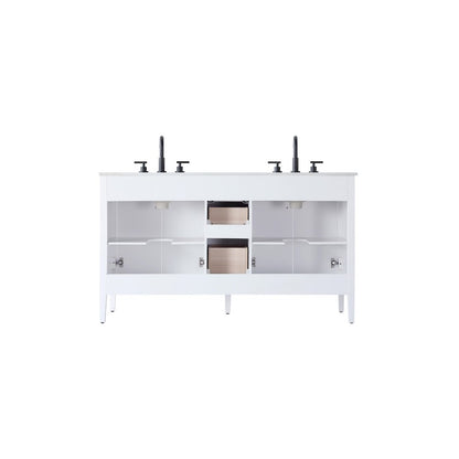 60 inch Double Bathroom Vanity in White