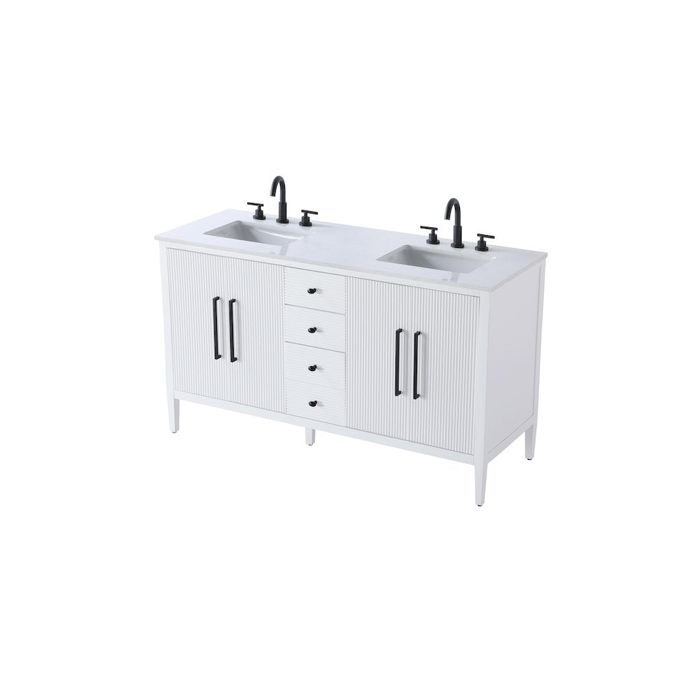 60 inch Double Bathroom Vanity in White