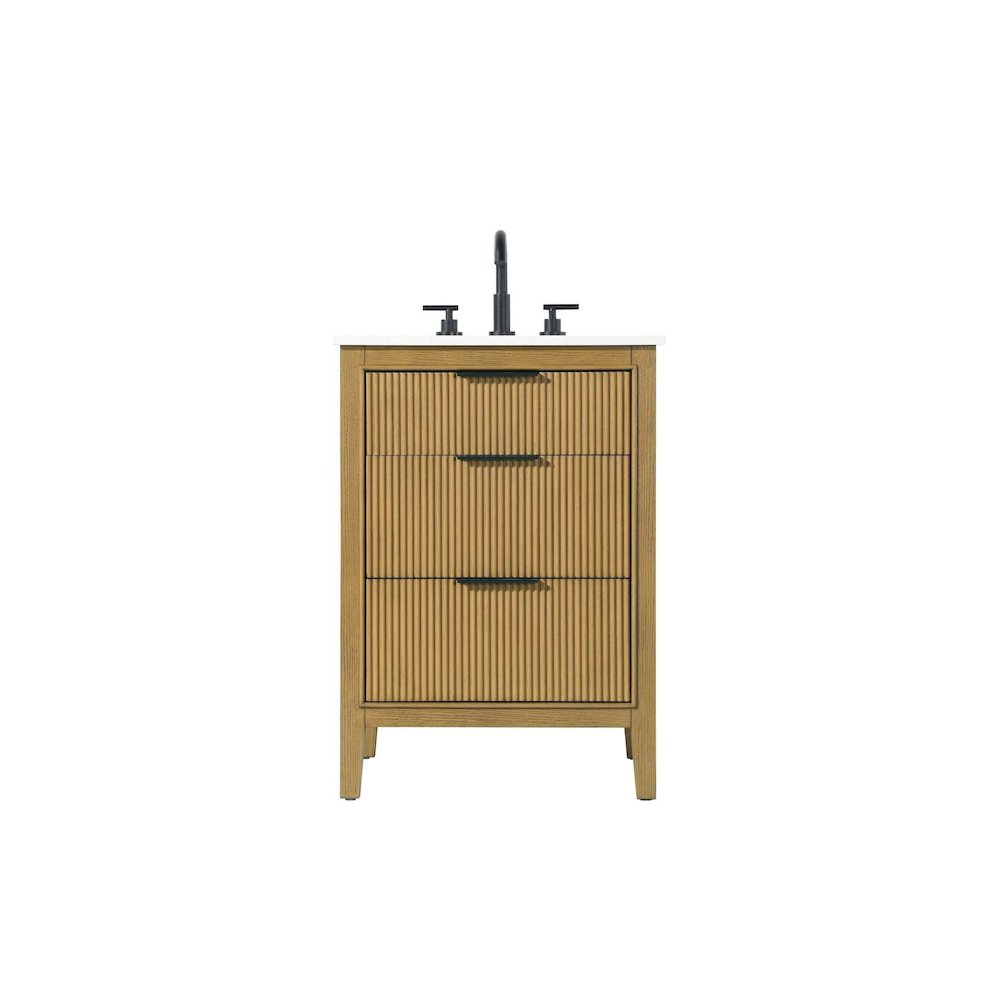 24 inch Single Bathroom Vanity in Honey Teak