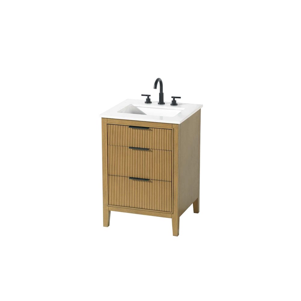24 inch Single Bathroom Vanity in Honey Teak