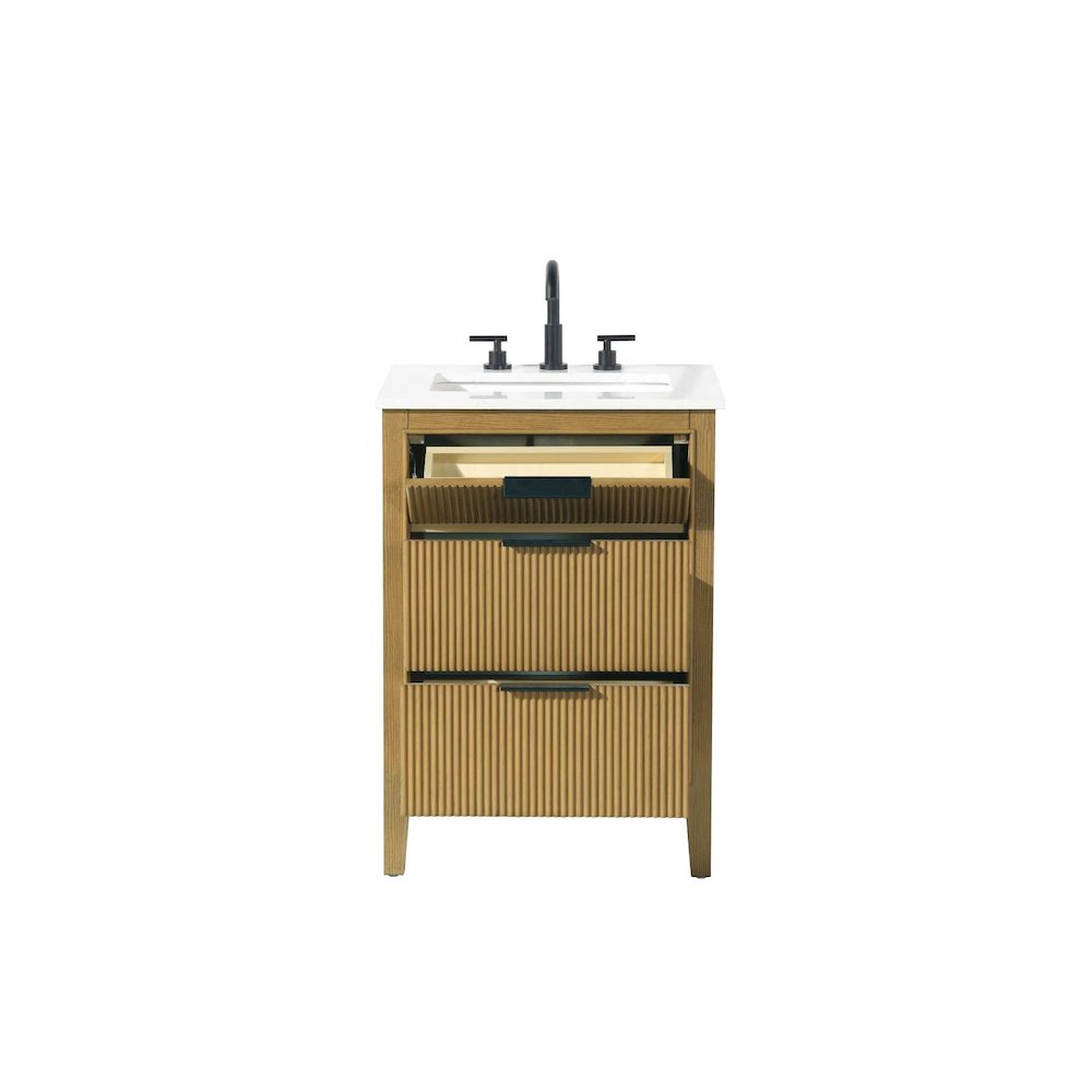 24 inch Single Bathroom Vanity in Honey Teak