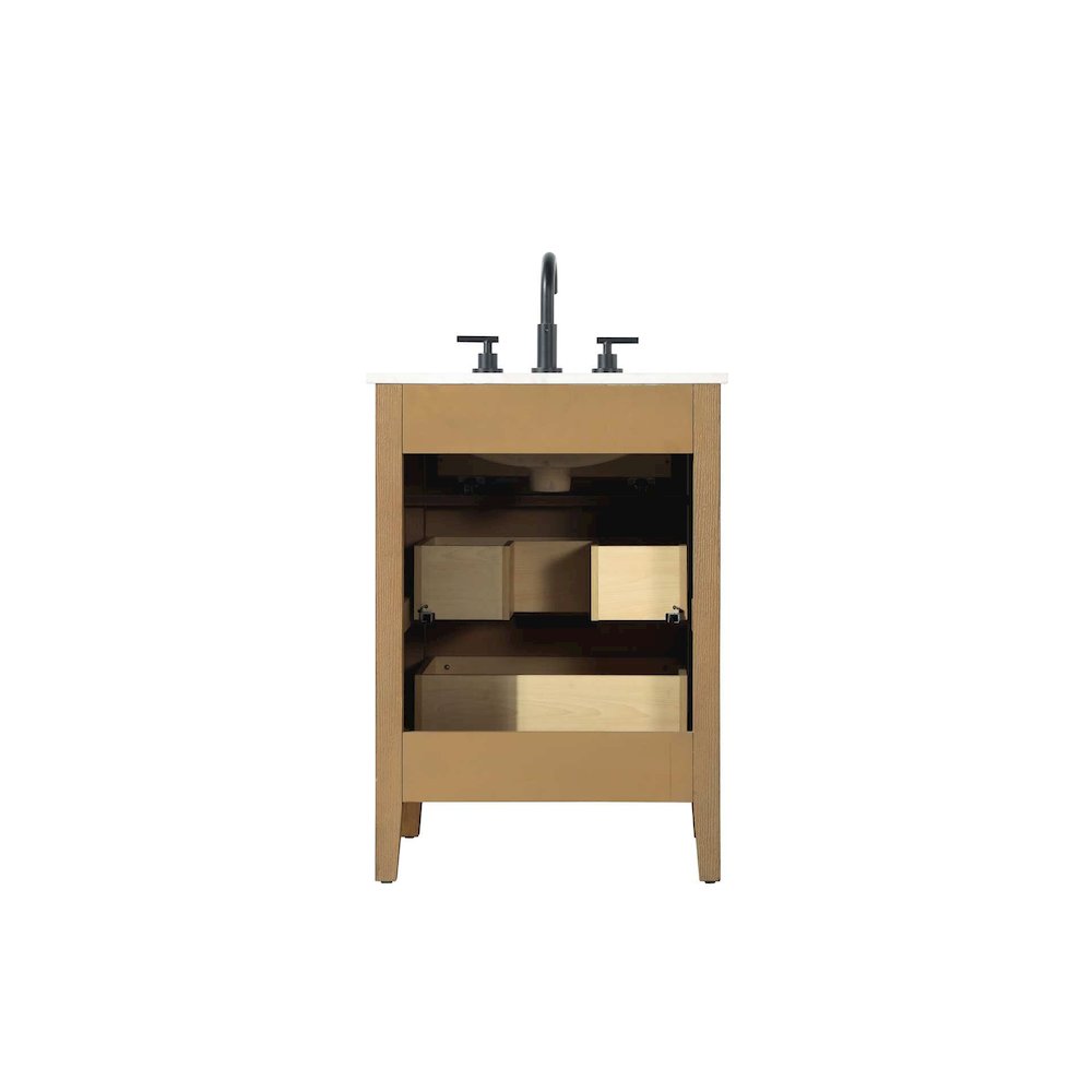 24 inch Single Bathroom Vanity in Honey Teak
