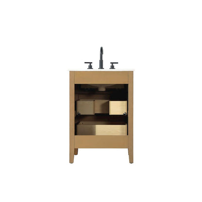 24 inch Single Bathroom Vanity in Honey Teak