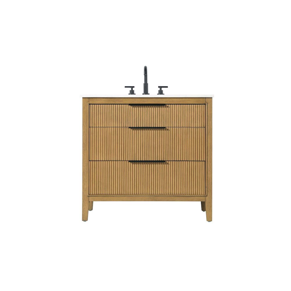 36 inch Single Bathroom Vanity in Honey Teak