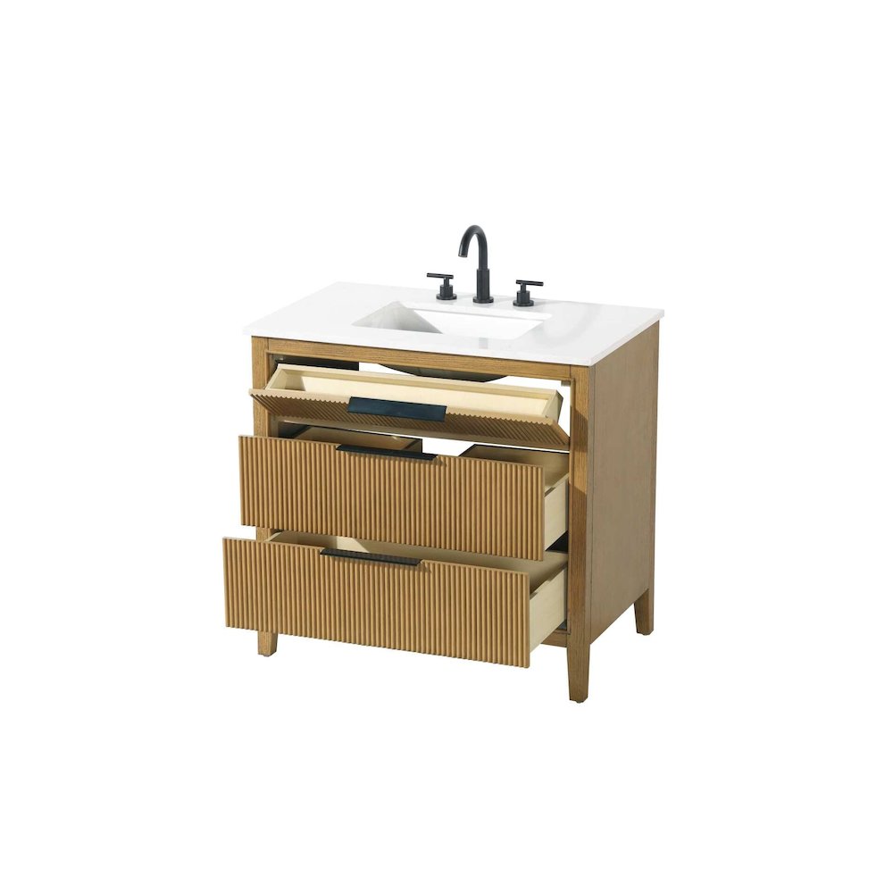 36 inch Single Bathroom Vanity in Honey Teak