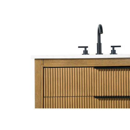 36 inch Single Bathroom Vanity in Honey Teak