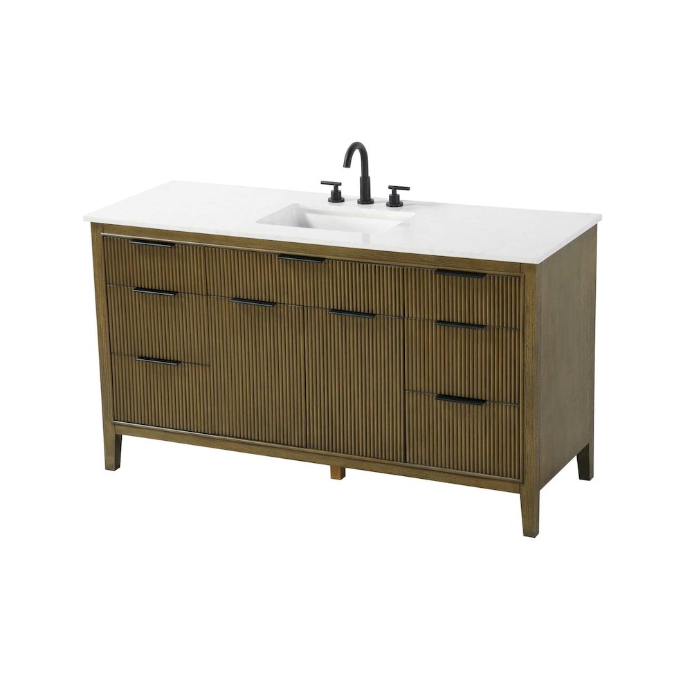 60 inch Single Bathroom Vanity in Hazel Oak