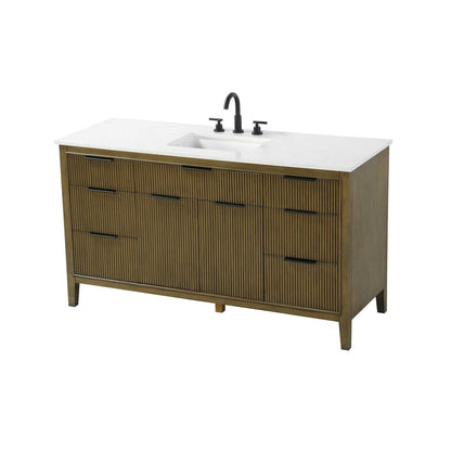 60 inch Single Bathroom Vanity in Hazel Oak