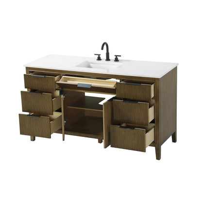 60 inch Single Bathroom Vanity in Hazel Oak